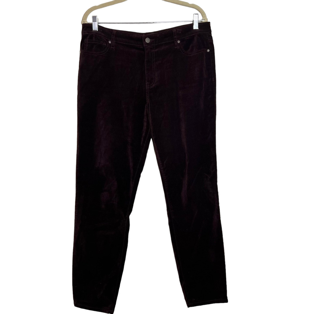 Well Worn Womens Luxe Corduroy Pants Size 12 Dark Wine Straight Leg 5-Pocket